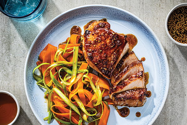 Honey-Teriyaki Pork Chops with Ribbon Salad